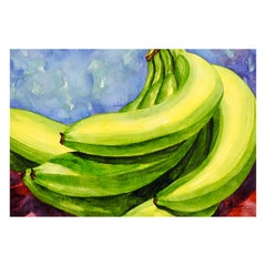 Vintage "Bananas" Watercolor Still Life Painting