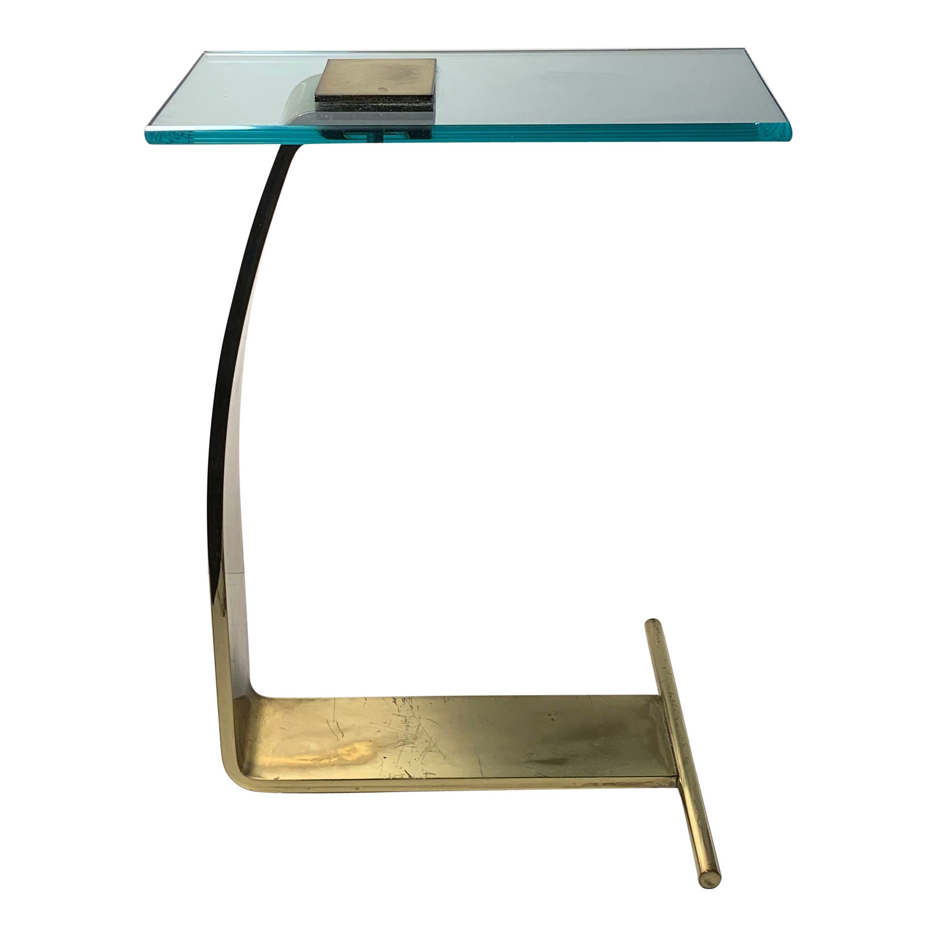 Vintage Postmodern DIA Cantilever Brass Side End Drink Table