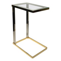 Vintage Postmodern DIA Cantilever Brass / Chrome Side End Table