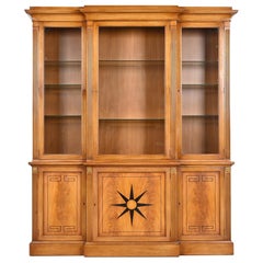 Grosfeld House Neoclassical Mahogany Lighted Breakfront Bookcase Cabinet, 1940s