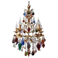 Retro Murano Glass Fruit Chandelier with Grapes