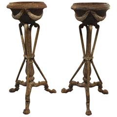 Stunning Pair of French Cast Iron "Atheniennes" Jardineres