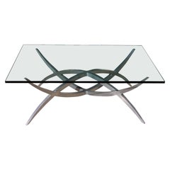 X-Base Aluminum Coffee Table with Glass Top