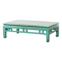 Qing Dynasty Low Kang Couchtisch mit Custom Aqua Teal Lack