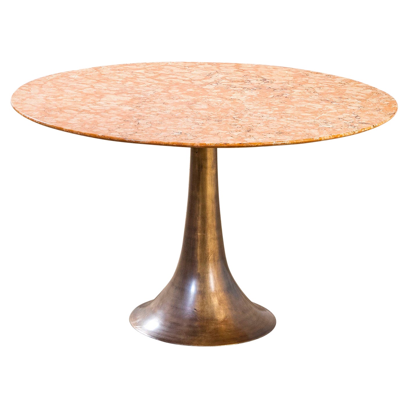 20th Century Angelo Mangiarotti Bernini Table Mod. 302 Brass and Marble, 50s For Sale