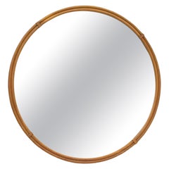 Round Mirror in Faux Rattan