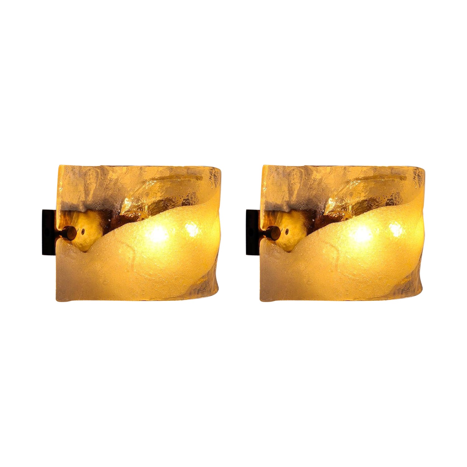 Set of 2 glass sconces appliques by Carlo Nason for Mazzega, 1960s For Sale