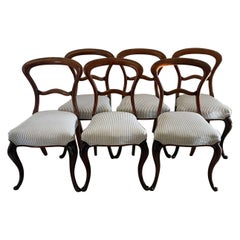 Set of 6 Antique Victorian Quality Mahogany Dining Chairs