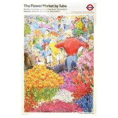 Original Vintage London Underground Poster Columbia Road Flower Market Design