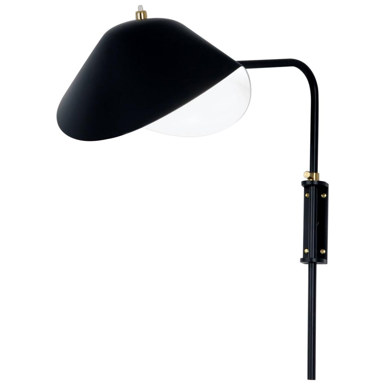 Lampe murale Anthony noire moderne du milieu du siècle dernier de Serge Mouille avec support de fixation Whit