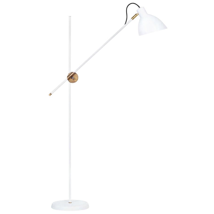 Konsthantverk KH n°1 lampadaire en laiton brut blanc