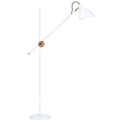 Konsthantverk KH n°1 lampadaire en laiton brut blanc