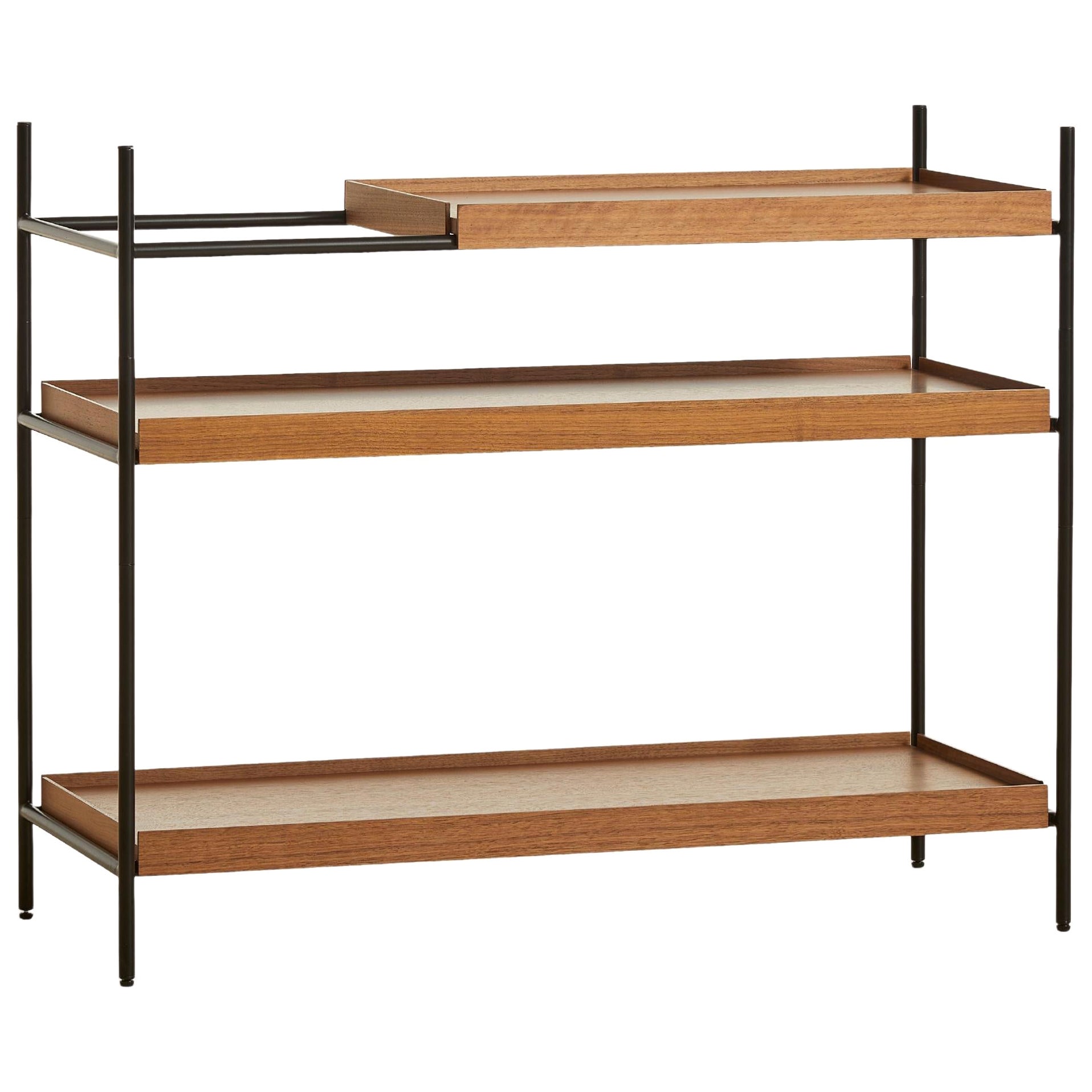 Low Walnut Tray Shelf by Hanne Willmann