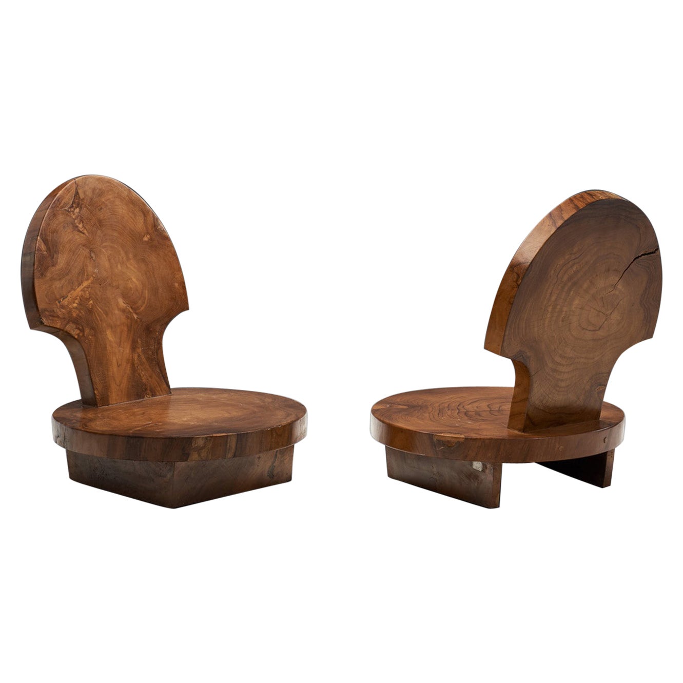 Contemporary Solid Wood Low Chairs, Asia, 21st Century For Sale