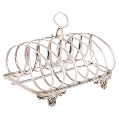 Antique Sterling Silver Six Division Toast Rack, London, 1833