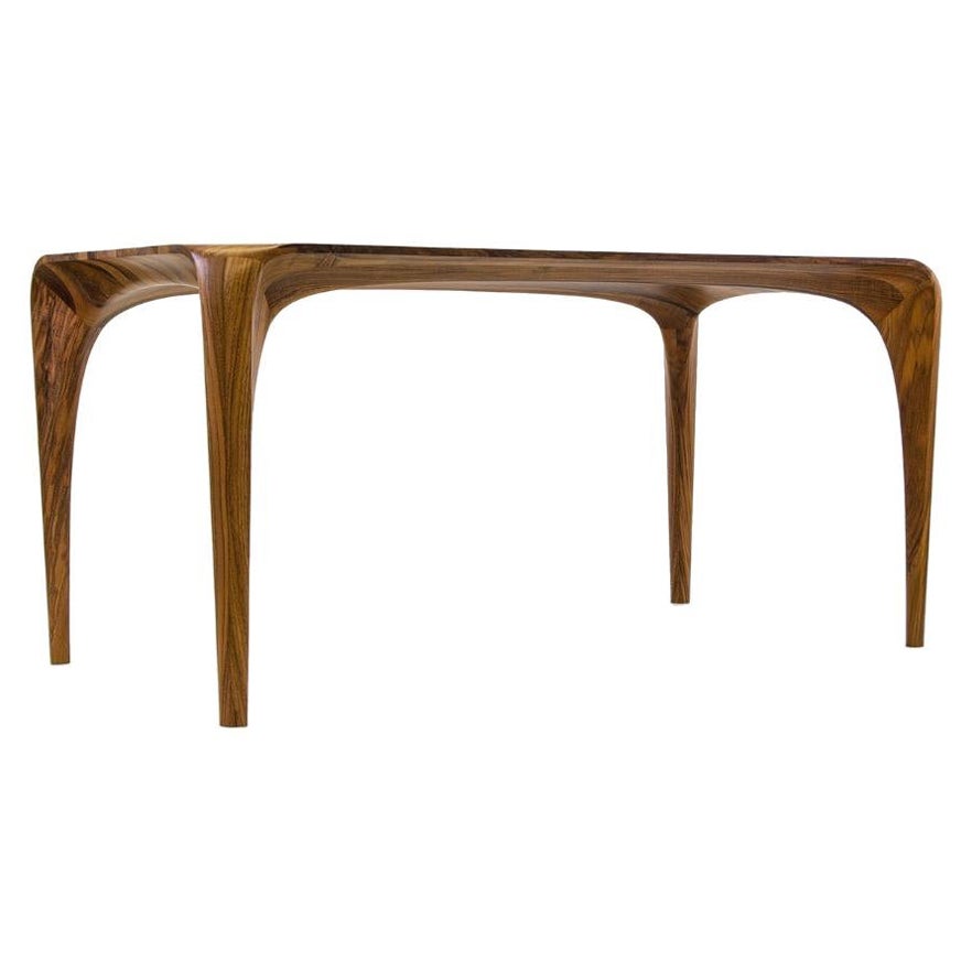 Unique French Walnut Dining Table Spline Hand-Carved and Signed by Maxime Goléo