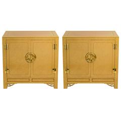 Vintage Pair of Asian Style Lacquered Cabinets