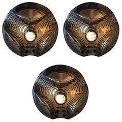 Set of Three Large Peill and Putzler Space Age Lights