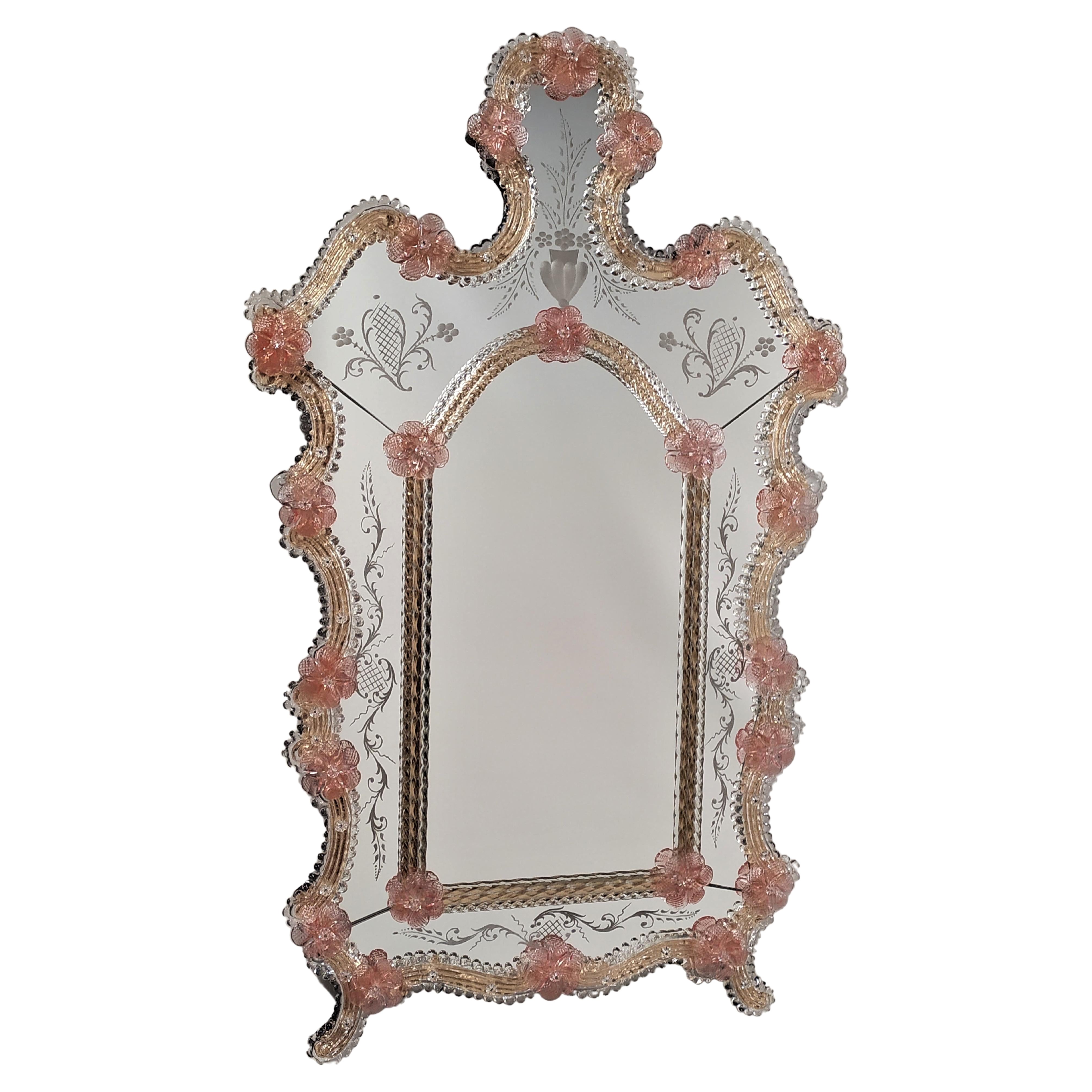 "San Giorgio" Murano Glass Mirror in Venetian Style by Fratelli Tosi For Sale