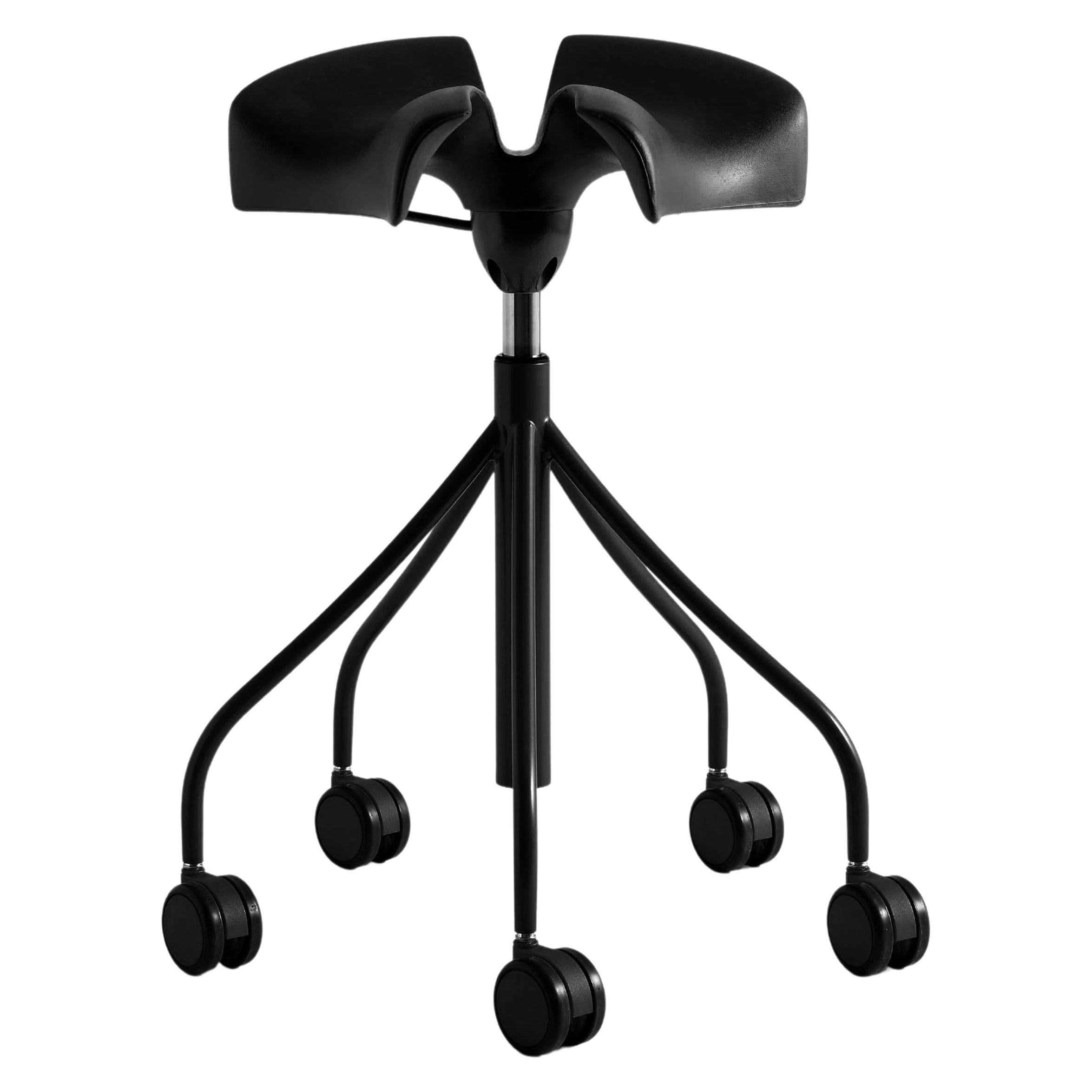 Contemporary black docotor dentist steel stool model "Binaria" Spanish design For Sale