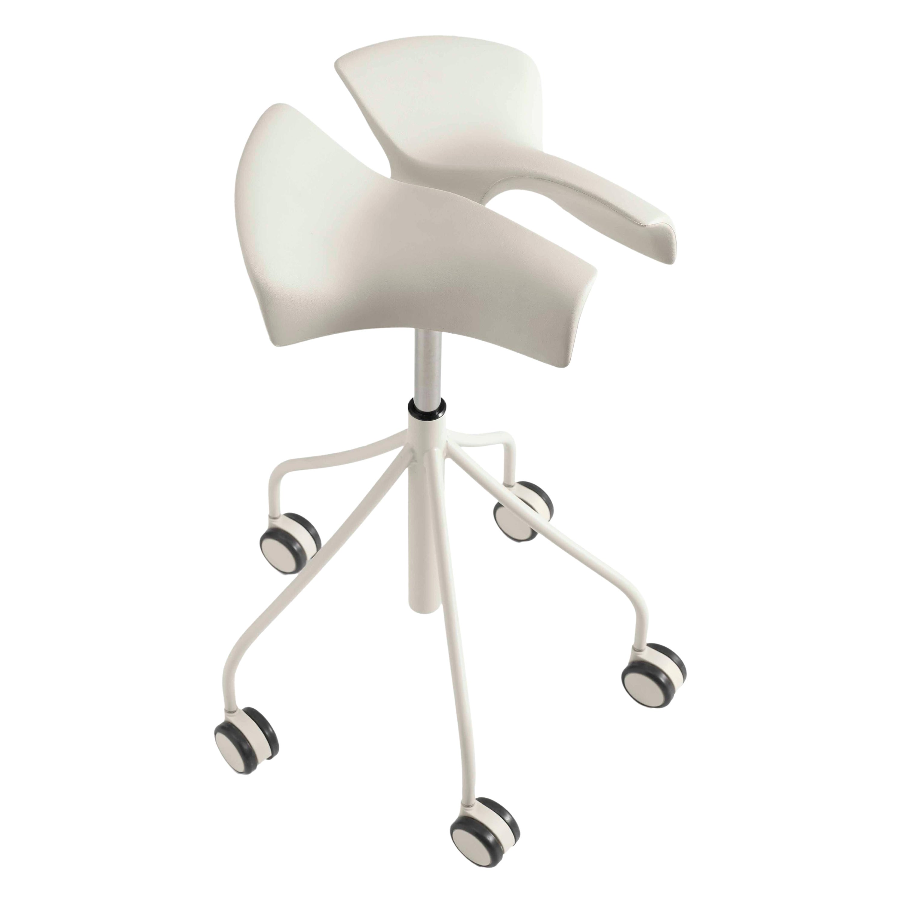 Contemporary workspace dentist doctor Steel 5 Wheel White Binaria Stool  For Sale