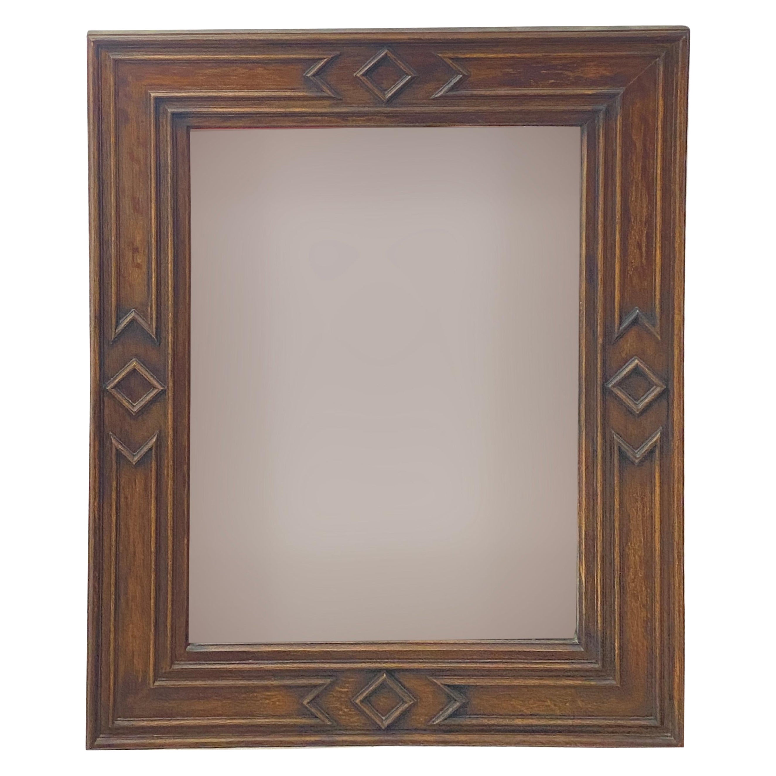 Mirror in wood, in a brown color, old glass mirror, circa 1940.
 