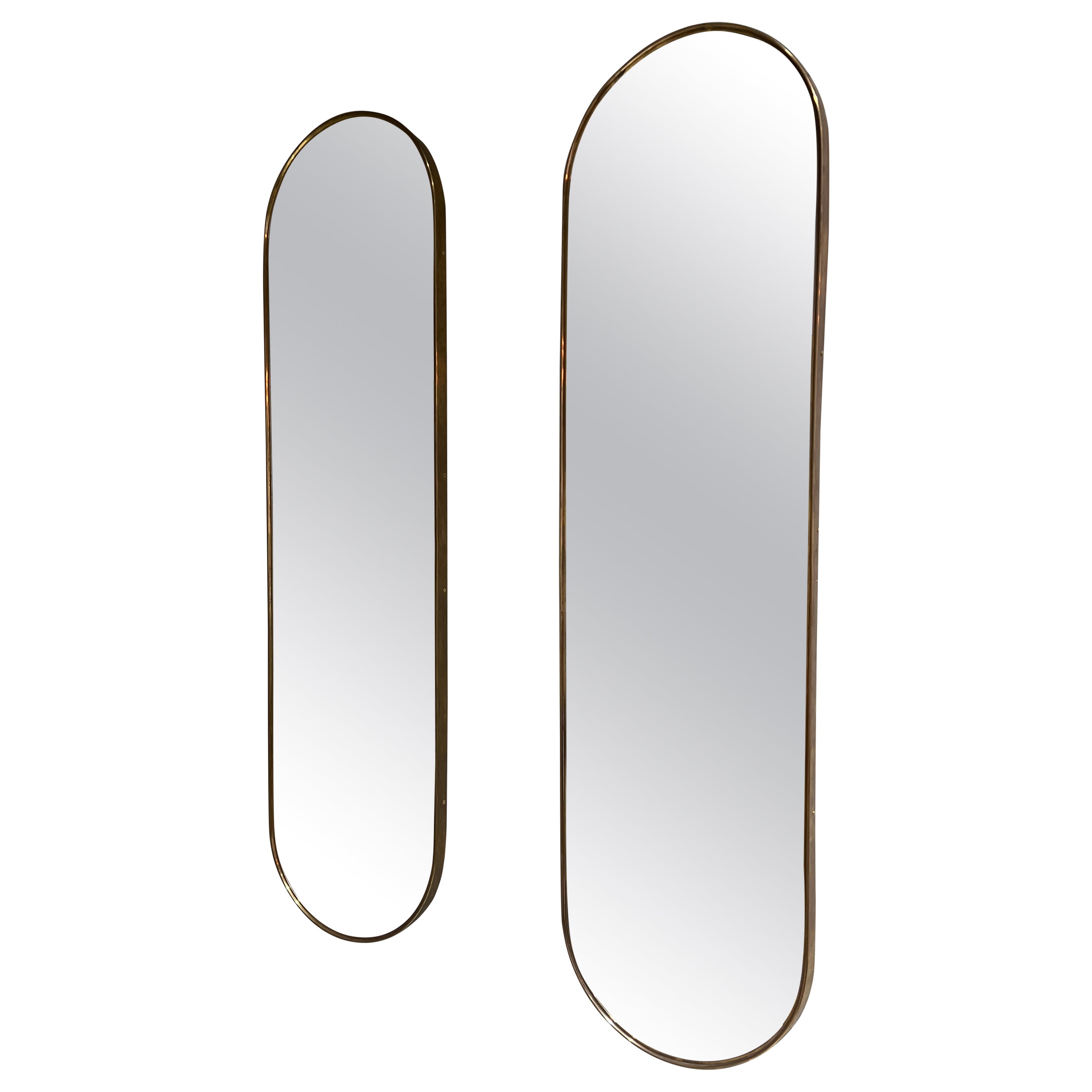 Pair of Italian Brass Mirrors, circa 1950