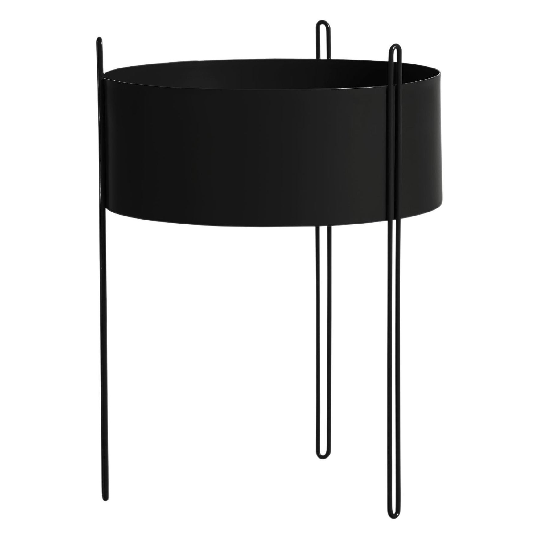 Large Black Pidestall Planter by Emilie Stahl Carlsen