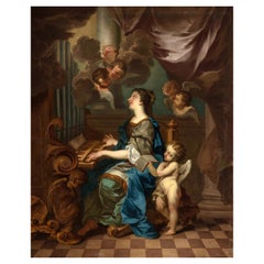 Used 17th Century, Italian Painting with Saint Cecilia with Angels in Concert