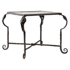 20th Century French, Cast Iron Table with Ceramic Top
