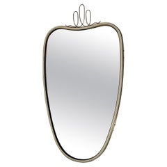 Mid-Century Modern Vintage Wall Mirror White Metal Brass Heart like 1950s Vienna