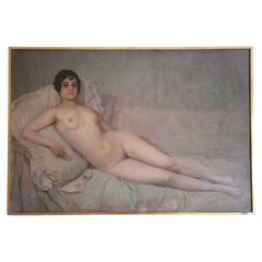 Anselmo M. Nieto Oil on Canvas "Female Nude" Painting, Signed
