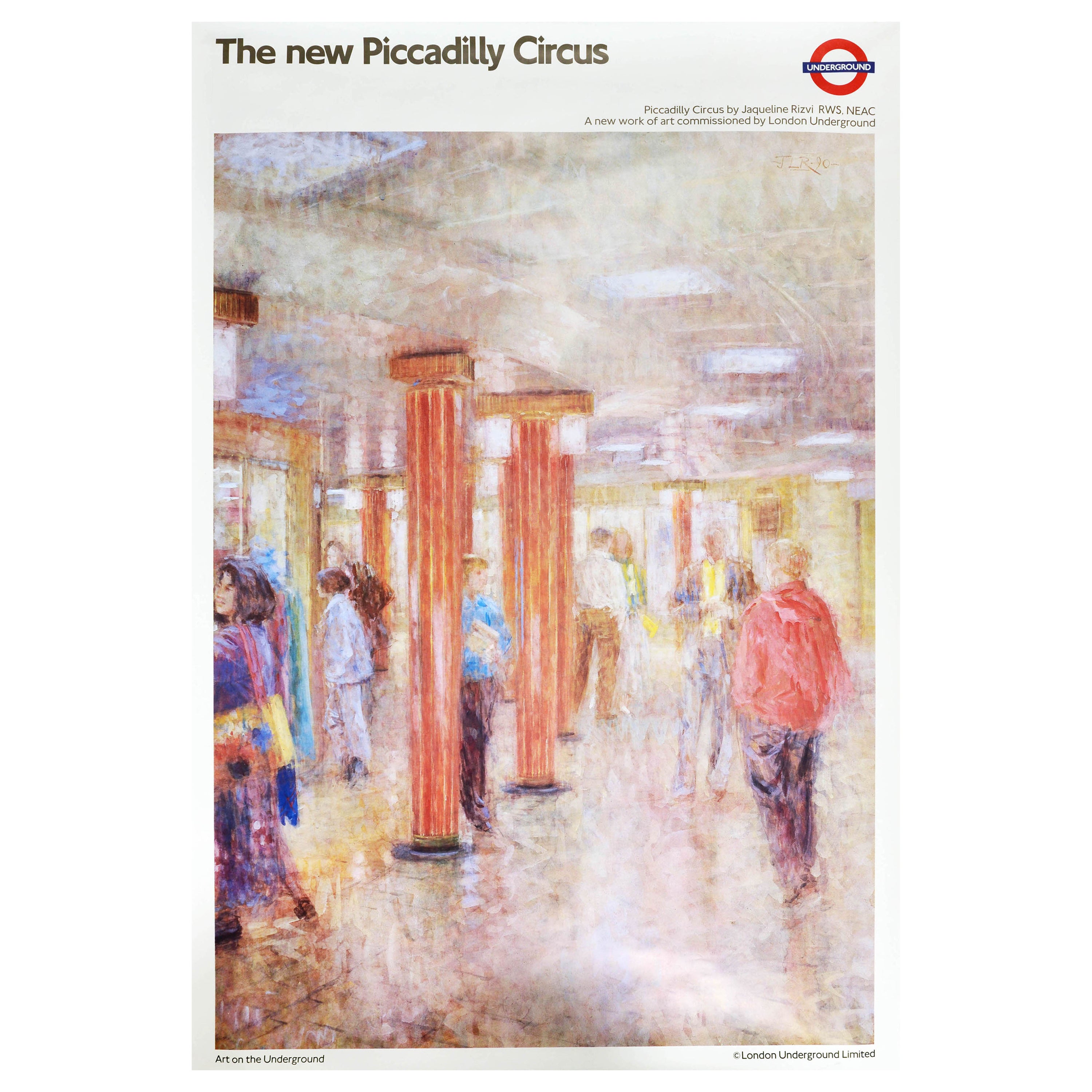 Affiche vintage d'origine du métro de Londres, Piccadilly Circus Tube Design Art