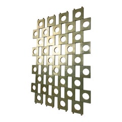 Modernist Room Divider / Screen in Geometric Silver Leaf