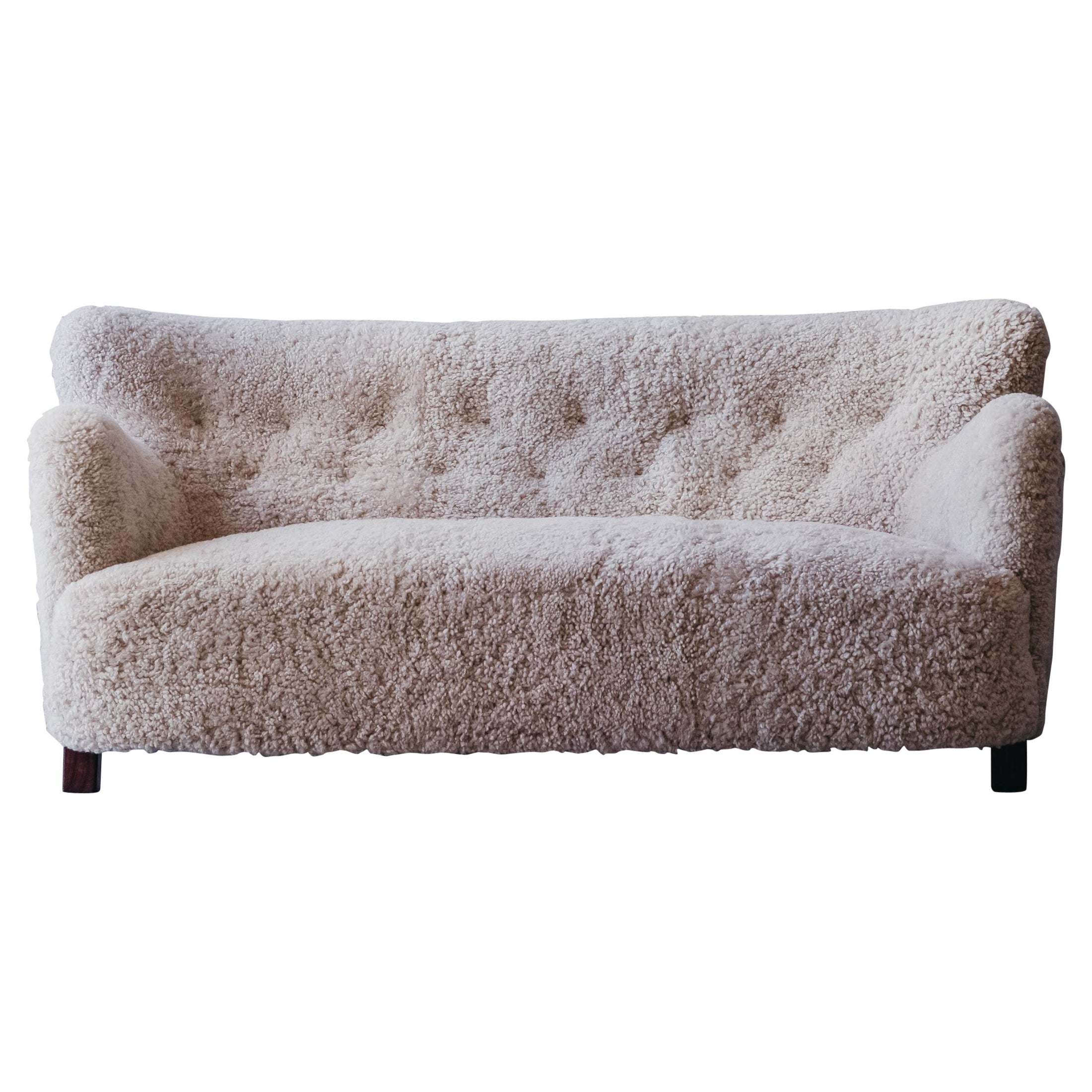 Vintage Shearling Sofa from Denmark, circa 1950 For Sale