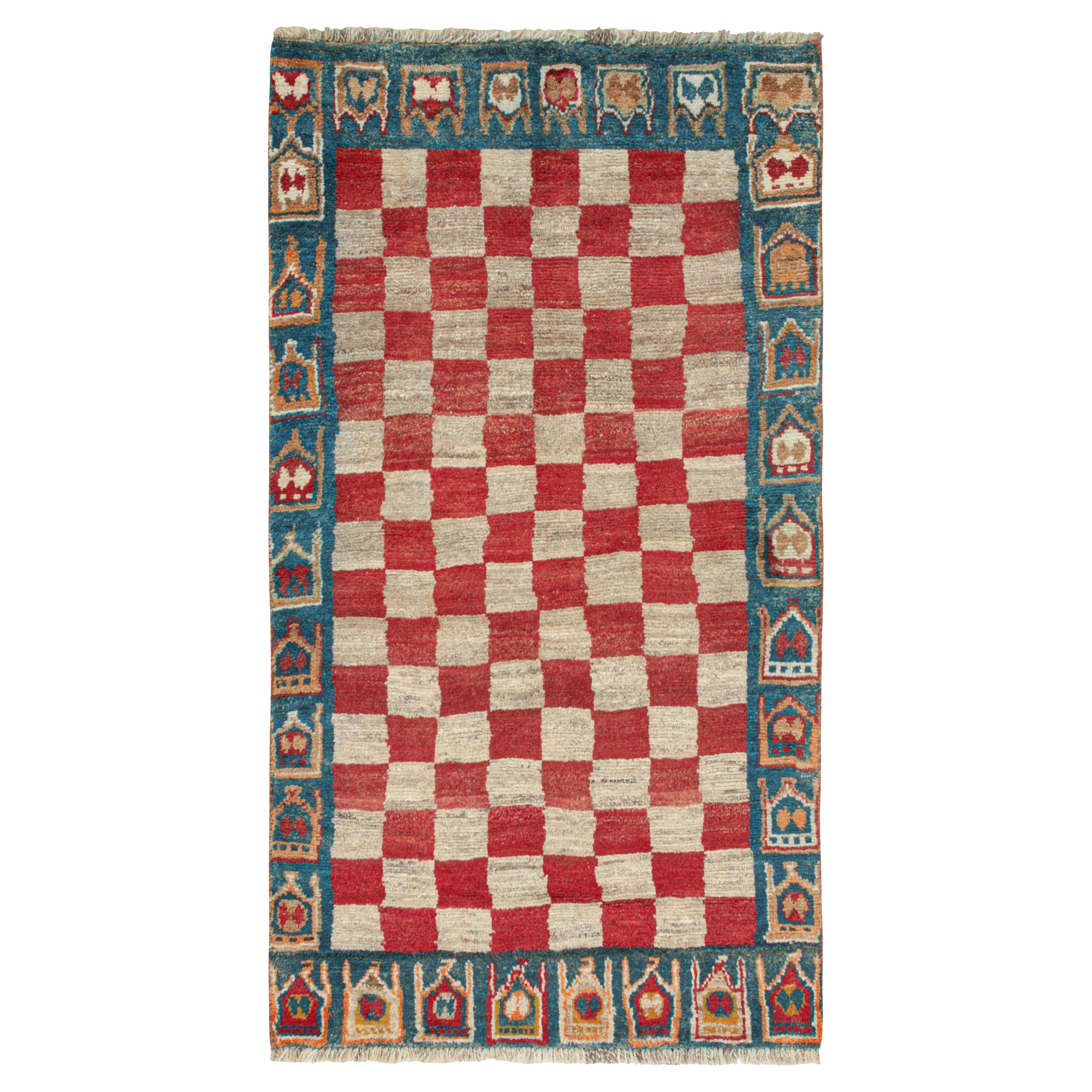 Vintage Qashqai Persian Gabbeh Runner with Checkerboard Pattern by Rug & Kilim For Sale