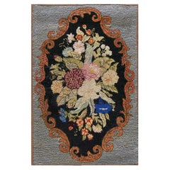 Tapis crocheté américain du début du 20ème siècle ( 2' x 3' - 62 x 92 )