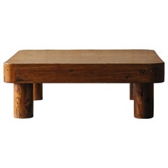 Vintage Chunky Pine Coffee Table from France, circa 1960
