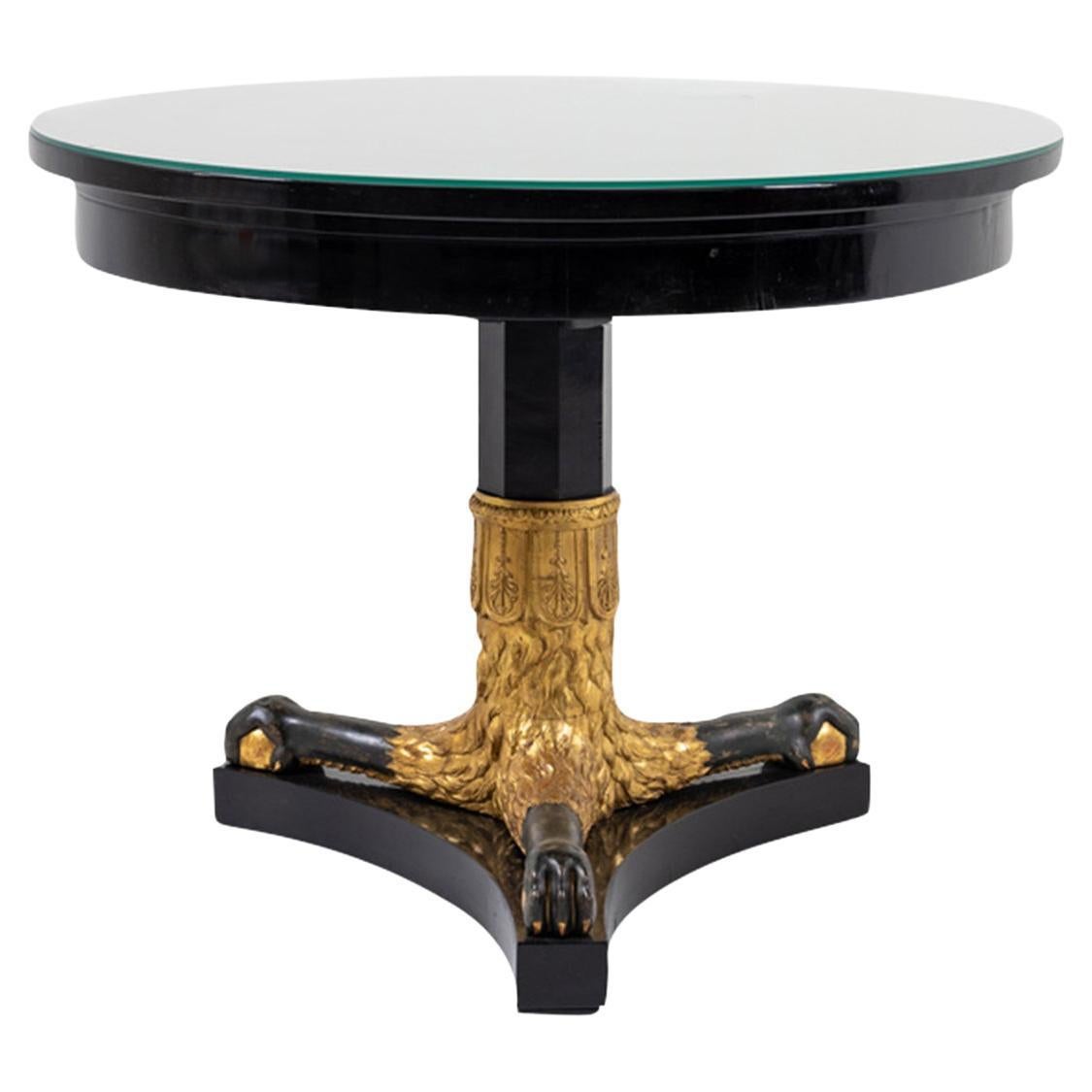 19th Century Black French Empire Ebonized Wood Center Table - Antique Game Table