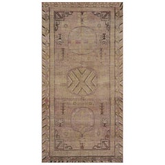 Traditional Golden-Brown Handwoven Samarkand Khotan Rug