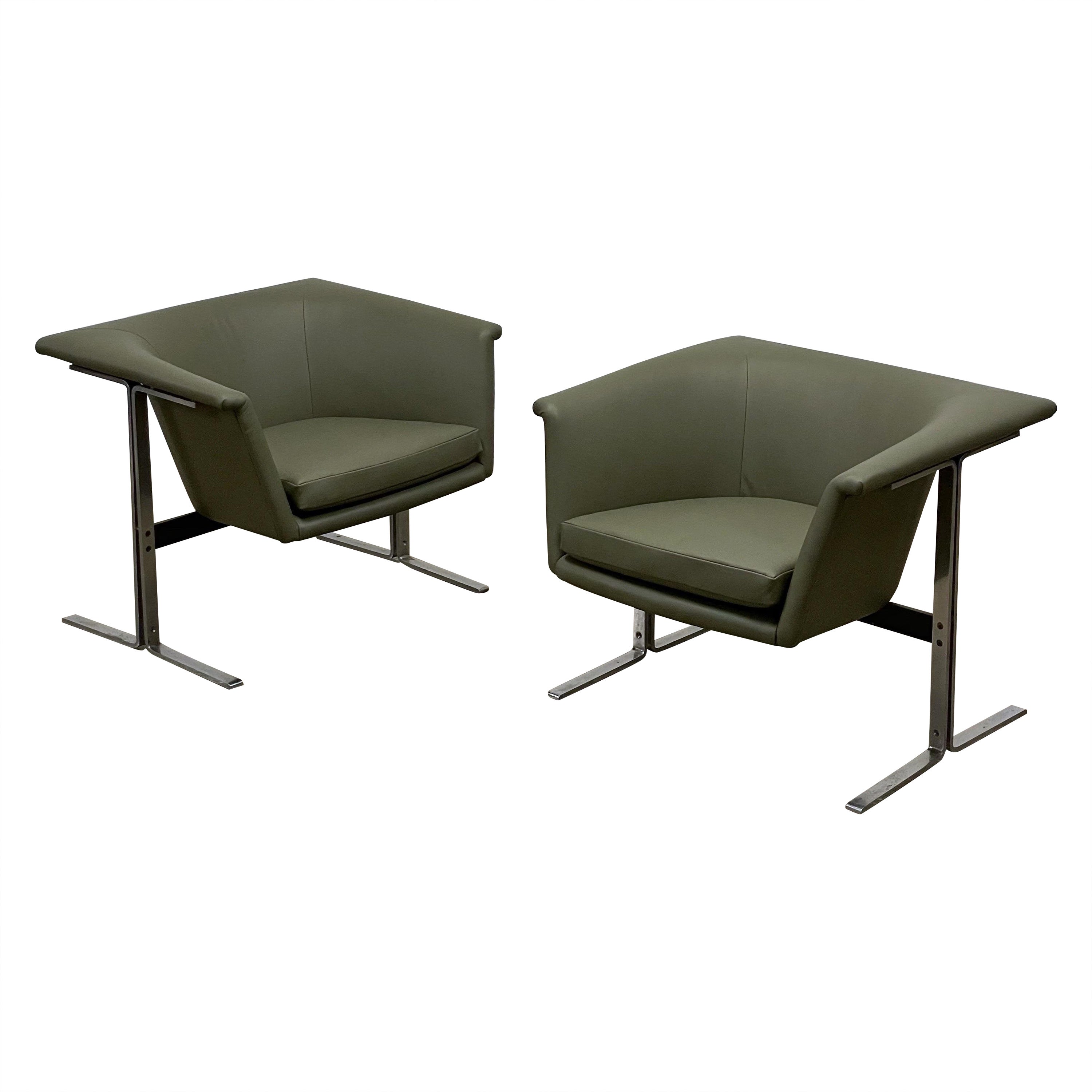Geoffrey Harcourt for Artifort Model 042 Lounge Chairs in Leather For Sale