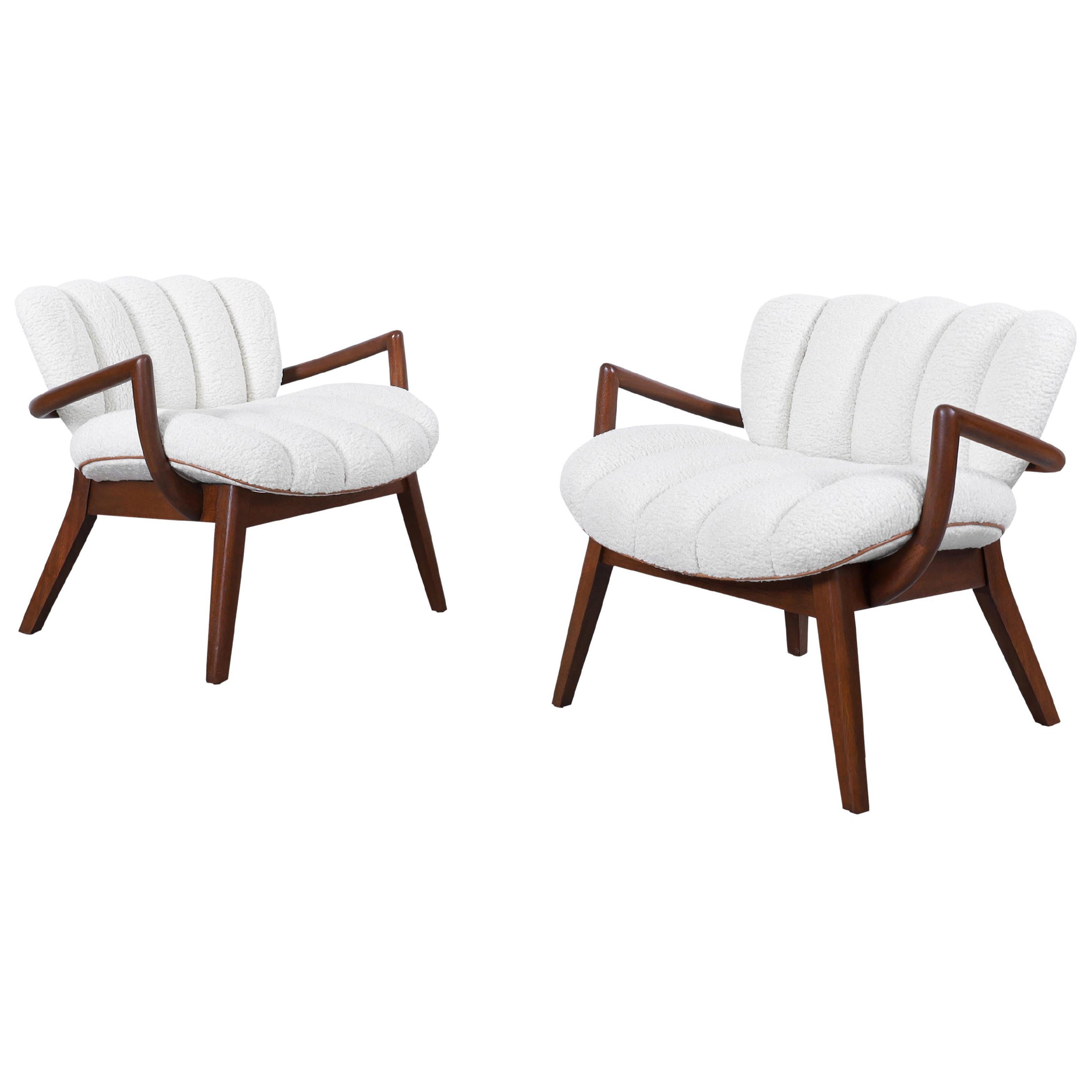 Vintage "Womb" Bouclé Chair and Ottoman by Eero Saarinen for Knoll For