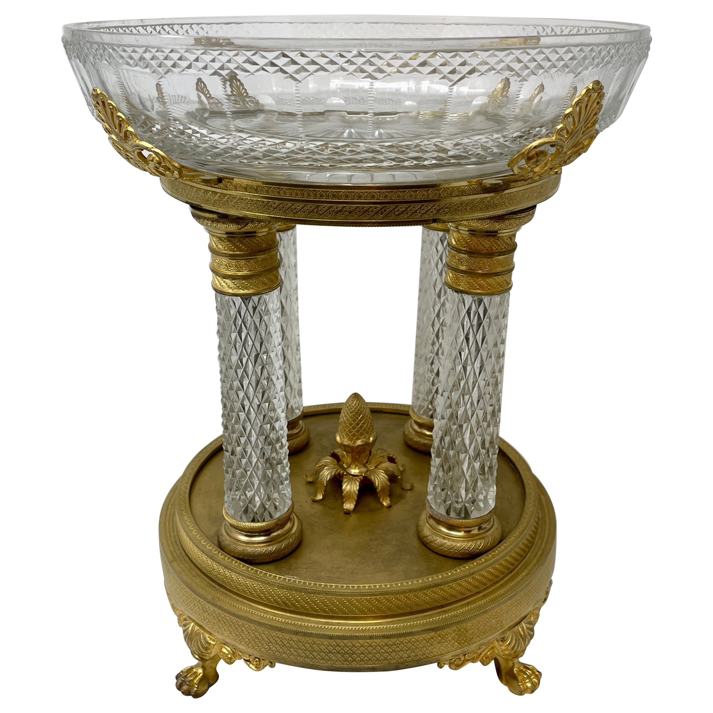Antique French Baccarat Crystal and Bronze D' Ore Centerpiece, circa 1890 For Sale
