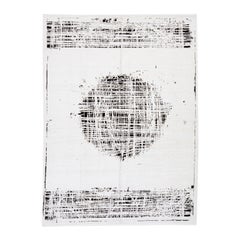 White & Black Modern Moroccan Style Wool Rug with Minimalist Abstract Design