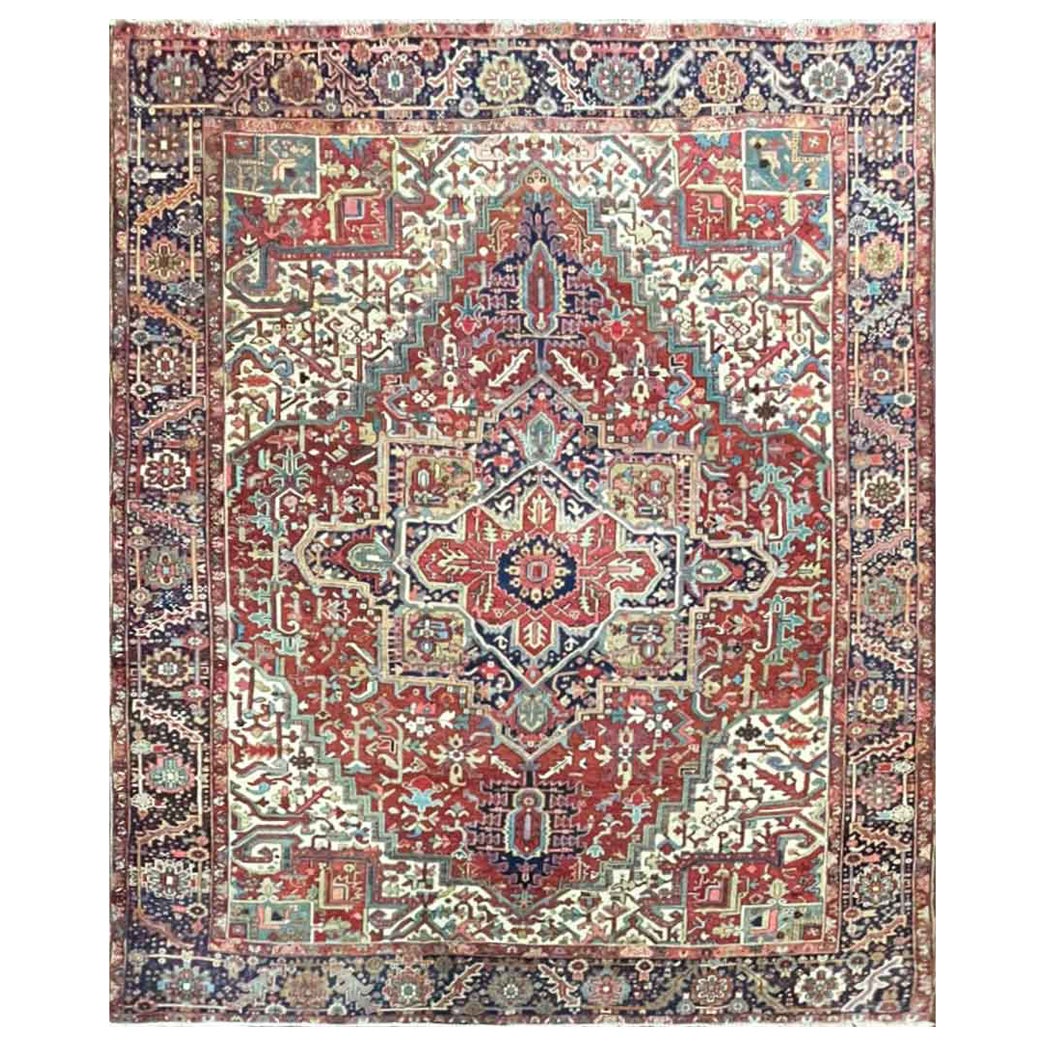 Antiker persischer Heriz-Teppich, ca. 1920er Jahre