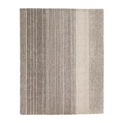 Handmade Modern Minimalist Texture Style Wool Rug with Beige Color Field