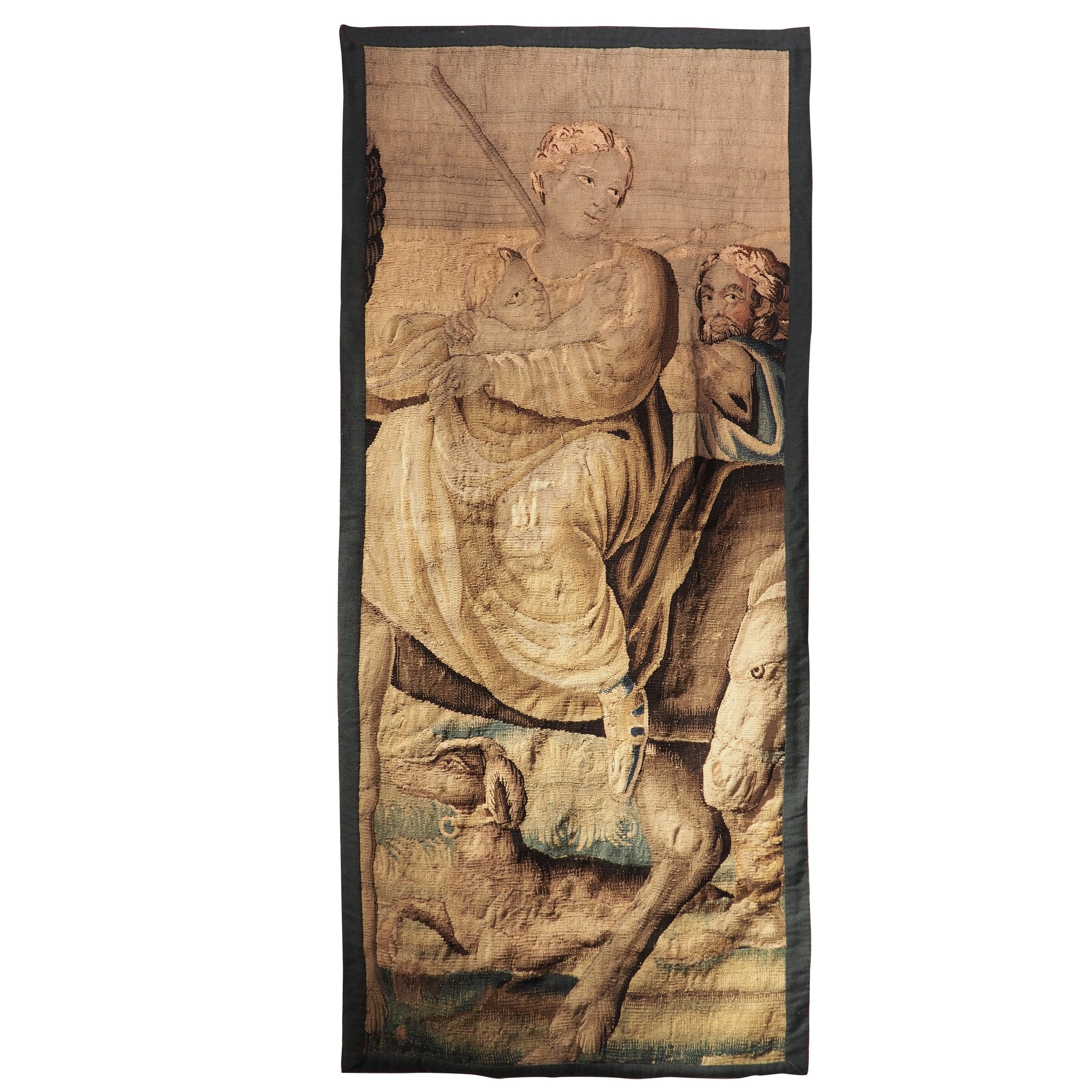 17th Century Tapestry Fragment from Flanders, the Flight into Egypt
