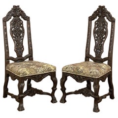 Pair Antique Italian Renaissance Side Chairs