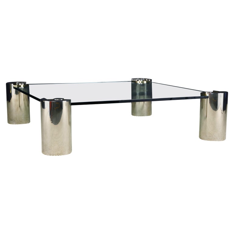 Monumental Karl Springer Chrome and Brass 'Sculpture' Cocktail Table