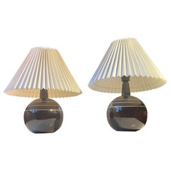Spherical Scandinavian Modern Table Lamps in Brown Glazed Ceramic